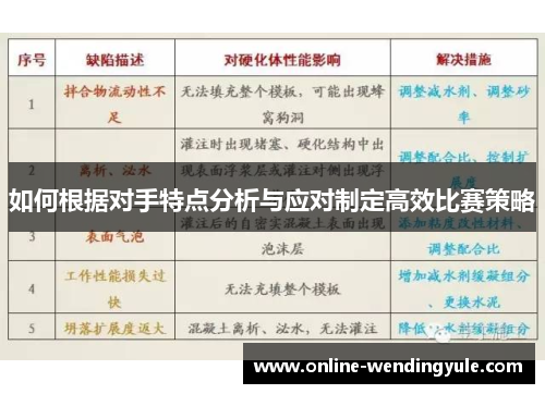 如何根据对手特点分析与应对制定高效比赛策略