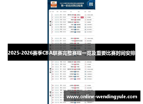 2025-2026赛季CBA联赛完整赛程一览及重要比赛时间安排